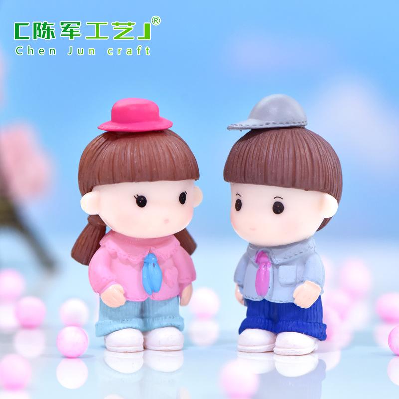 Phụ Kiện Tiểu Cảnh Tiểu cảnh đôi đội mũ mini trang trí xe và bàn DIY (ZC-1179)