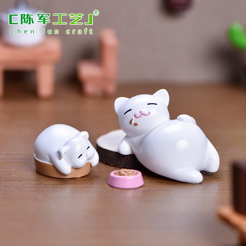 Phụ Kiện Tiểu Cảnh Tiểu cảnh mèo và chó ăn uống mini trang trí bàn DIY (ZC-1177)