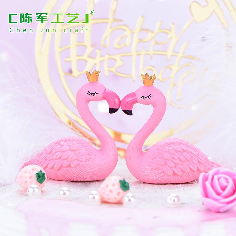 Phụ Kiện Tiểu Cảnh Tiểu cảnh hồng hạc đội vương miện mini trang trí DIY (ZC-1289)