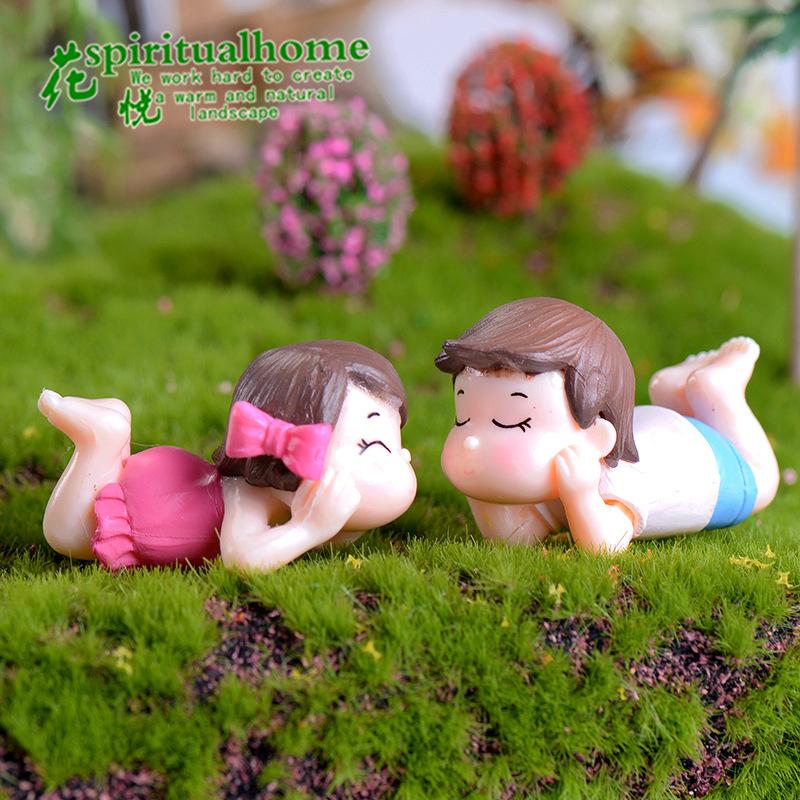 Phụ Kiện Tiểu Cảnh Tiểu cảnh cặp đôi nằm nghỉ mini trang trí bánh DIY (ZC-1070)