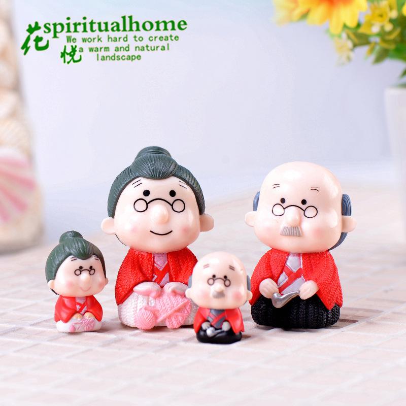 Phụ Kiện Tiểu Cảnh Tiểu cảnh ông bà và cháu, phụ kiện trang trí DIY dễ thương (ZC-493)
