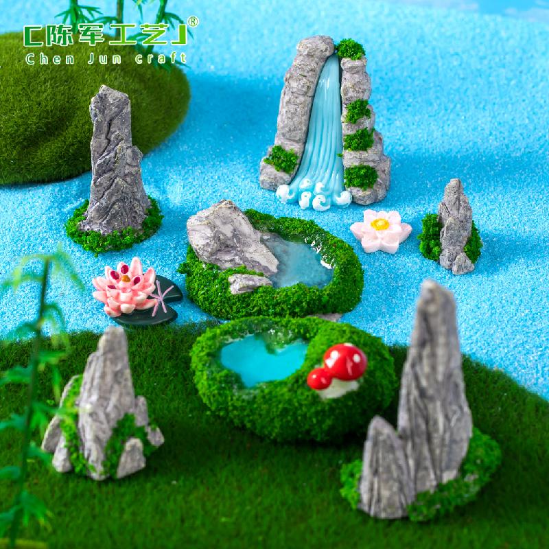 Phụ Kiện Tiểu Cảnh Tiểu cảnh sơn thủy giả, thác nước đá, trang trí DIY mini (ZC-12)