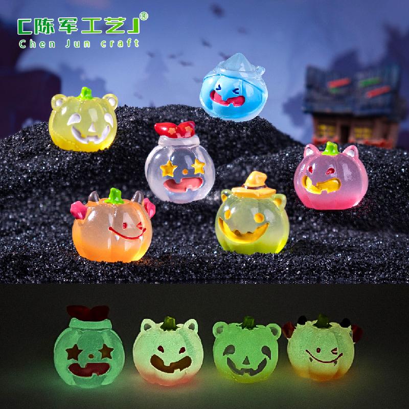 Phụ Kiện Tiểu Cảnh Tiểu cảnh Halloween bí ngô phát sáng DIY, phụ kiện treo tiểu cảnh mini resin đáng yêu (ZC-837)