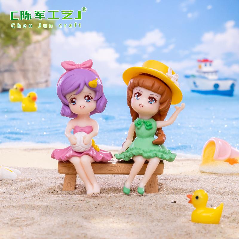 Phụ Kiện Tiểu Cảnh Tiểu cảnh cô gái bãi biển mini trang trí bàn và chậu cây (ZC-1107)