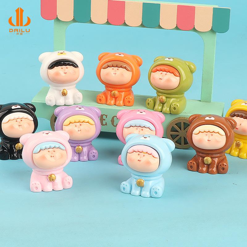 Charm LaBuBu 立体实色叮当小熊对对碰盲盒可爱潮玩萌粒实色diy树脂桌面摆件