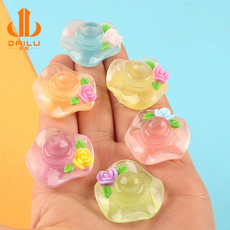 Charm LaBuBu 卡通夜光帽子手工DIY奶油胶手机壳饰品树脂配件材料批发