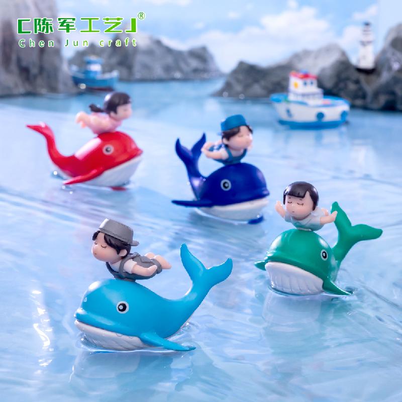 Phụ Kiện Tiểu Cảnh Tiểu cảnh cá voi đôi mini trang trí bể cá và bàn DIY (ZC-1029)