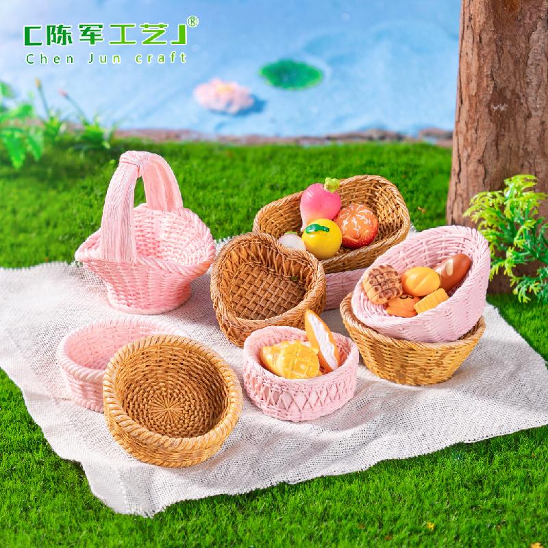 Phụ Kiện Tiểu Cảnh Tiểu cảnh giỏ tre giả, mô hình DIY, phụ kiện tiểu cảnh mini nhỏ xinh (ZC-684)
