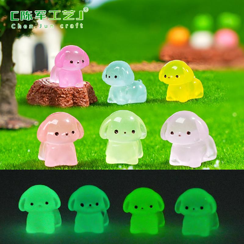 Phụ Kiện Tiểu Cảnh Tiểu cảnh cún nhỏ phát sáng DIY, phụ kiện tiểu cảnh mini resin garden treo bàn xe đáng yêu cute (ZC-1471)