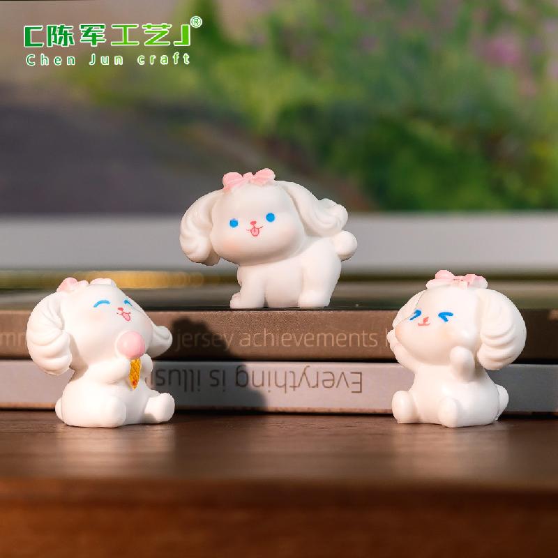 Phụ Kiện Tiểu Cảnh Tiểu cảnh chó trắng với nơ, phụ kiện trang trí dễ thương (ZC-312)