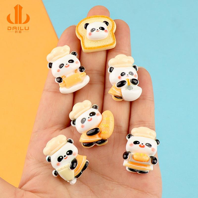 Charm LaBuBu Charm bánh mì gấu trúc DIY trang trí kẹp tóc (FF-214)