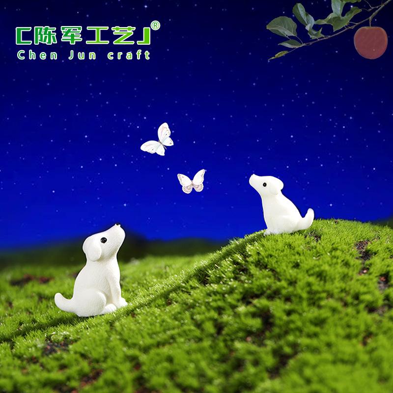 Phụ Kiện Tiểu Cảnh Tiểu cảnh chó trắng ngước nhìn mini trang trí bàn DIY (ZC-1184)