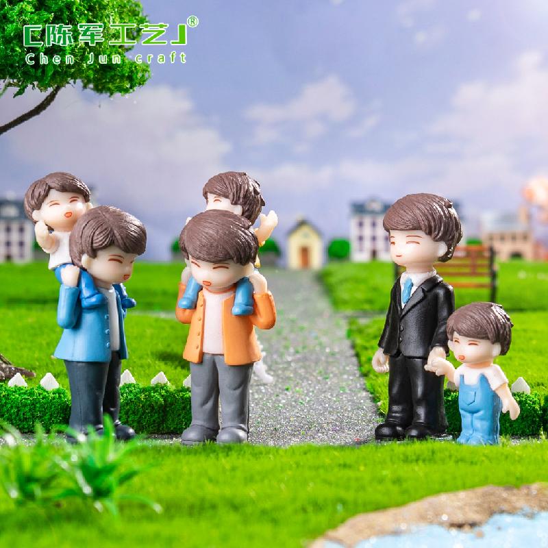 Phụ Kiện Tiểu Cảnh Tiểu cảnh bố con leo núi DIY, phụ kiện tiểu cảnh mini xe bàn bàn đáng yêu, cute (ZC-914)