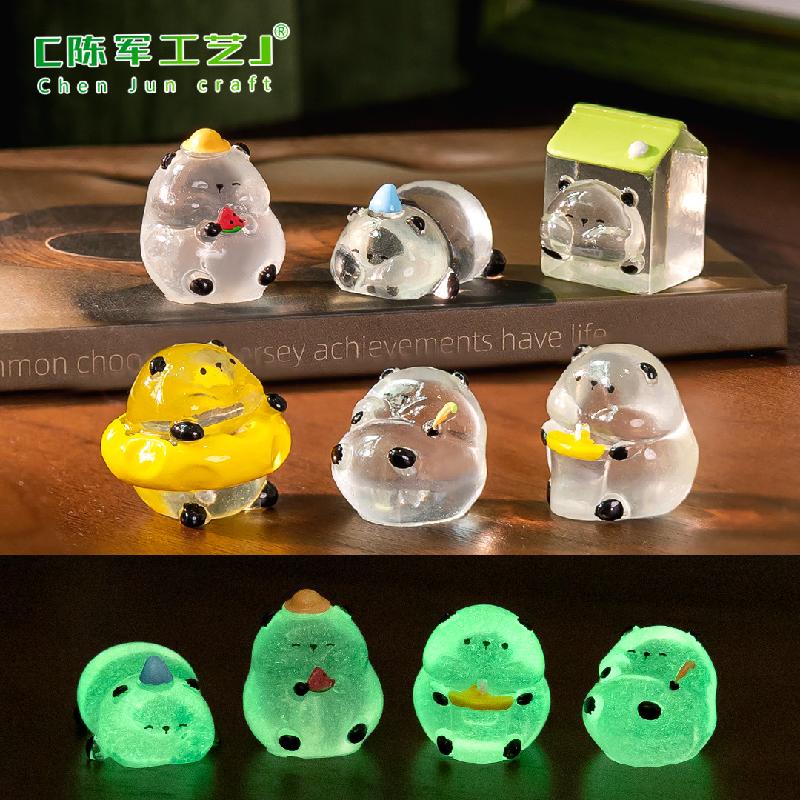 Phụ Kiện Tiểu Cảnh Gấu trúc phát sáng ăn trái cây mini trang trí bàn DIY (ZC-854)