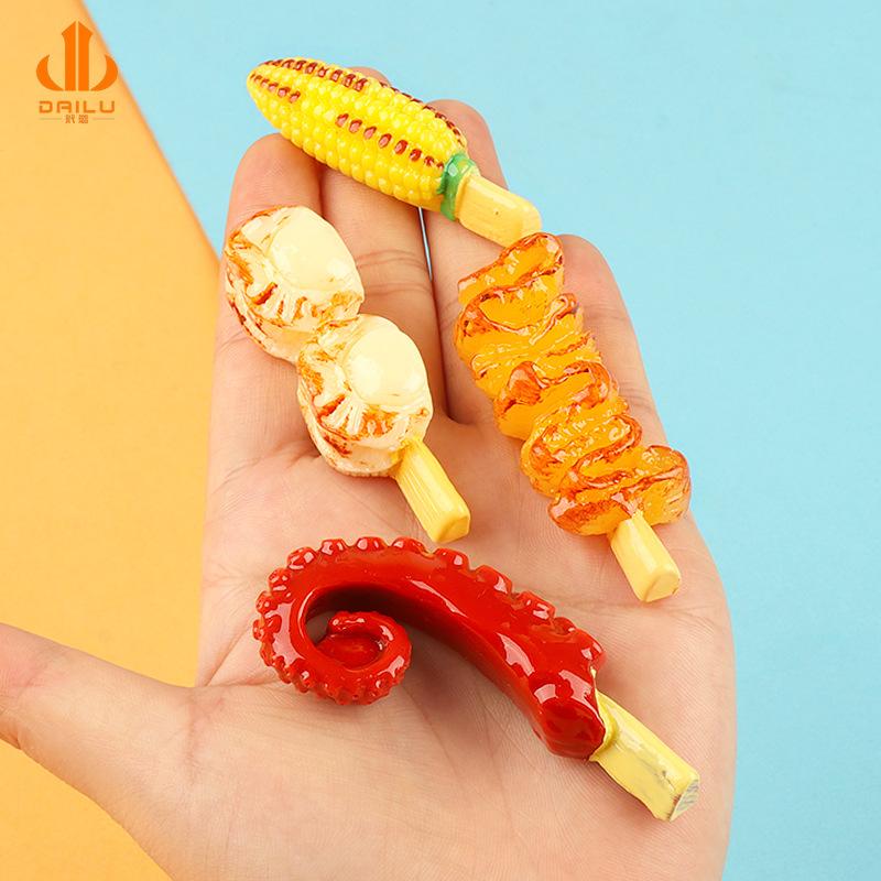 Charm LaBuBu 树脂食完摆件仿真烤串趣味微缩食完 冰箱贴摆件过家家食完批发
