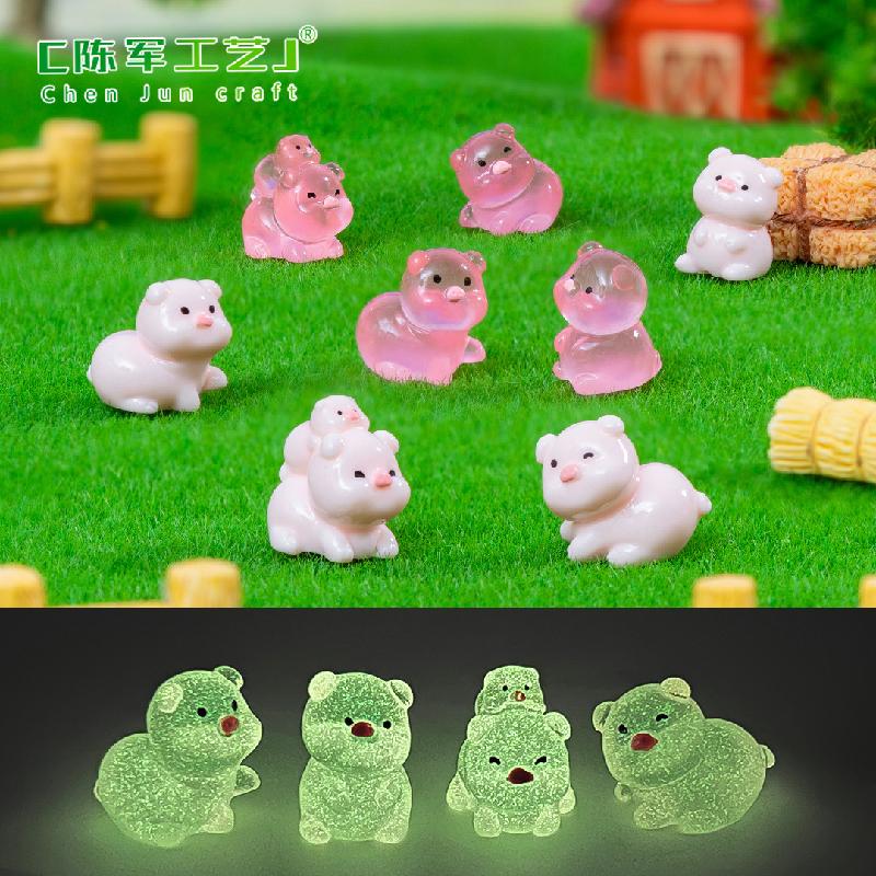 Phụ Kiện Tiểu Cảnh Tiểu cảnh heo tròn phát sáng DIY, phụ kiện tiểu cảnh mini bàn garden resin đáng yêu (ZC-1387)
