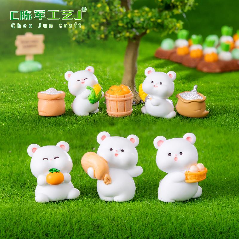 Phụ Kiện Tiểu Cảnh Tiểu cảnh gấu thu hoạch dễ thương, phụ kiện trang trí bàn làm việc (ZC-605)
