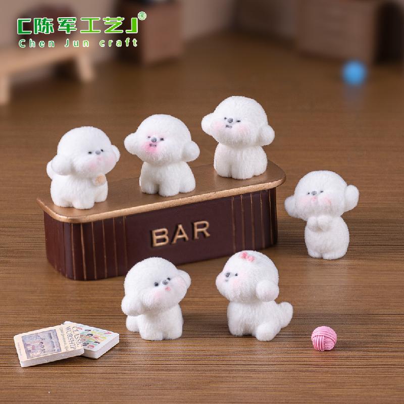 Phụ Kiện Tiểu Cảnh Tiểu cảnh cún trắng lông mềm, búp bê DIY, phụ kiện bàn xe hơi tiểu cảnh mini (ZC-368)