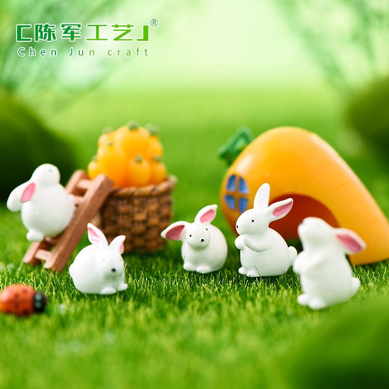 Phụ Kiện Tiểu Cảnh Thỏ mini DIY tiểu cảnh trang trí bánh và chậu rêu (ZC-721)