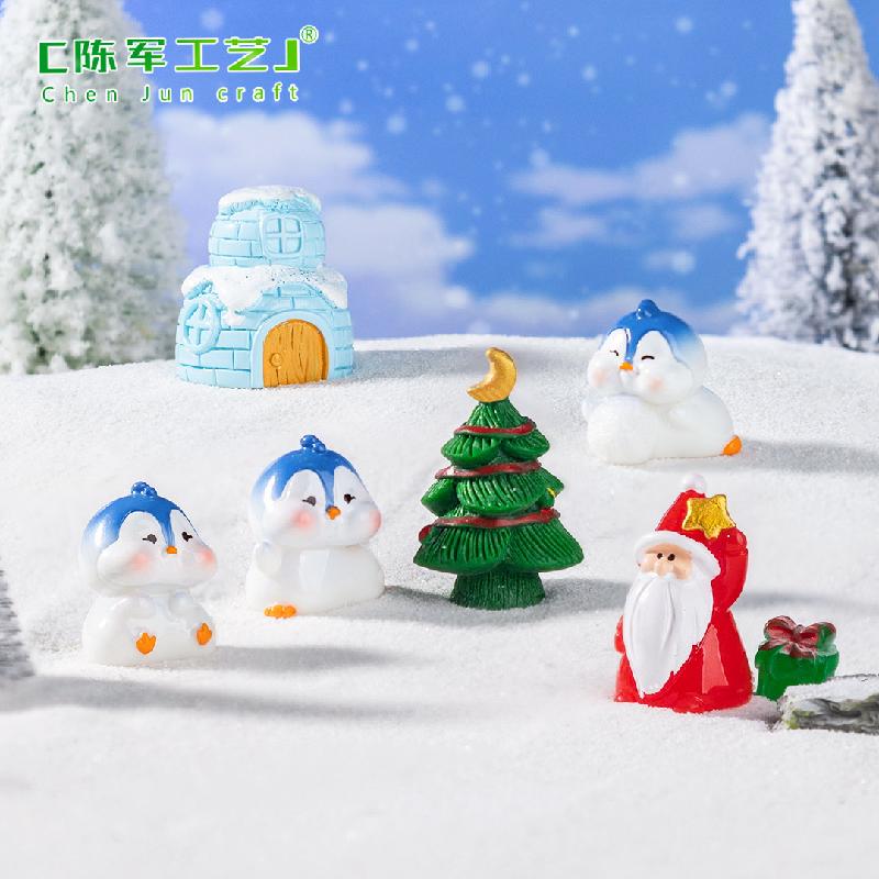 Phụ Kiện Tiểu Cảnh Tiểu cảnh ông già Noel, chim cánh cụt, tuyết DIY, phụ kiện bàn tiểu cảnh mini (ZC-680)