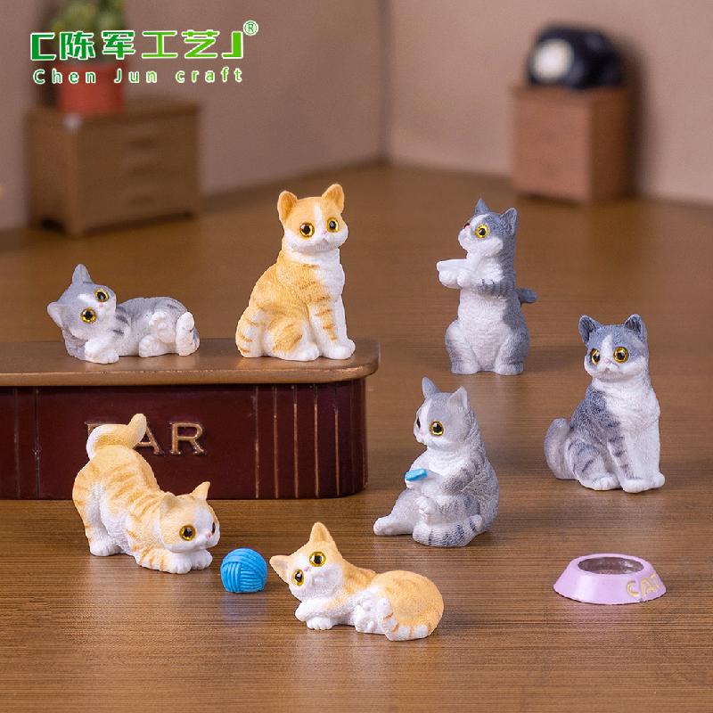 Phụ Kiện Tiểu Cảnh Tiểu cảnh mèo tinh nghịch, búp bê DIY, phụ kiện xe hơi tiểu cảnh mini đáng yêu (ZC-536)