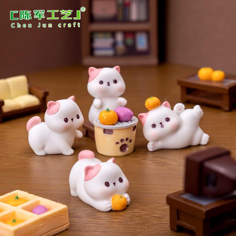 Phụ Kiện Tiểu Cảnh Tiểu cảnh mèo quanh lửa, nhà búp bê trà mini dễ thương (ZC-94)