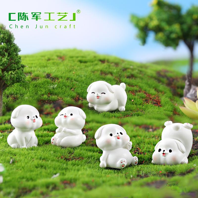Phụ Kiện Tiểu Cảnh Tiểu cảnh chó trắng dễ thương mini trang trí bàn DIY (ZC-1281)