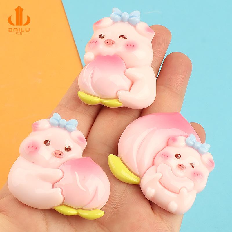 Charm LaBuBu 卡通diy树脂配件饰品桃子猪猪奶油胶手工制发夹手机壳鞋扣配饰批