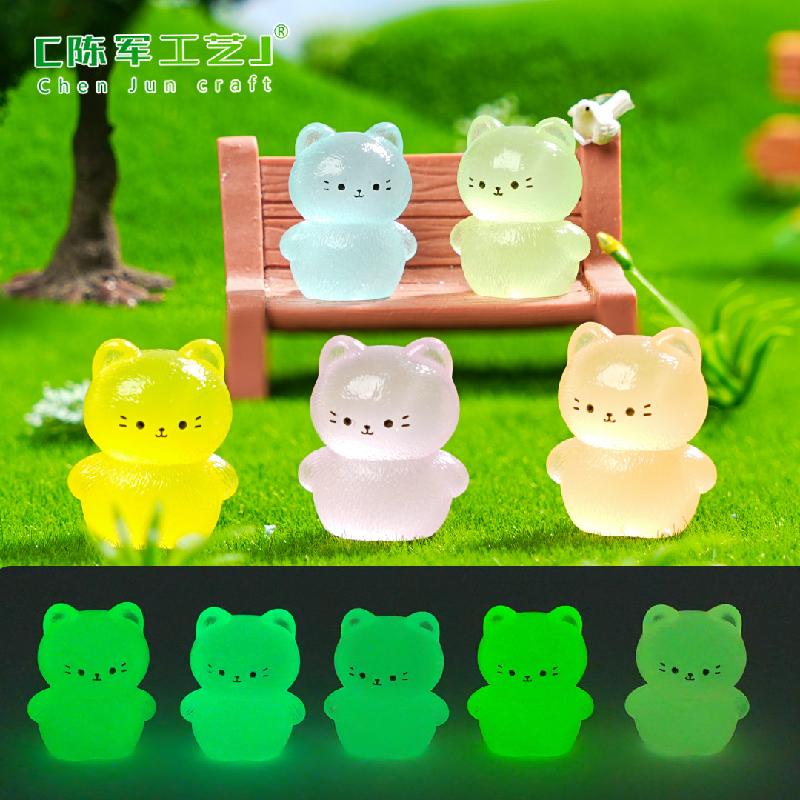 Phụ Kiện Tiểu Cảnh Tiểu cảnh mèo phát sáng DIY, phụ kiện tiểu cảnh mini treo bàn, cute, resin đáng yêu (ZC-1128)