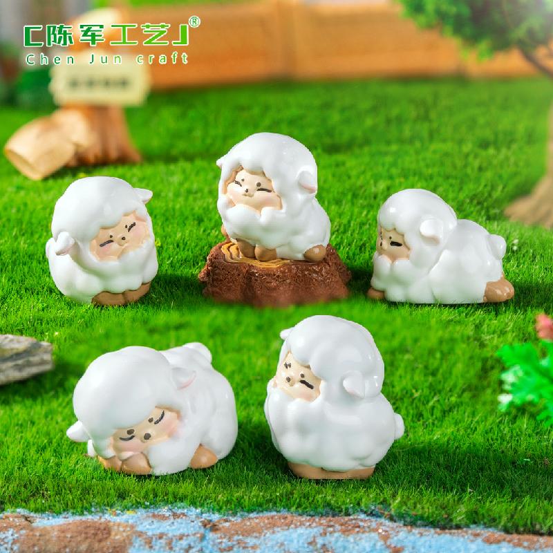 Phụ Kiện Tiểu Cảnh Tiểu cảnh cừu đáng yêu DIY, phụ kiện tiểu cảnh mini resin garden treo bàn xe đáng yêu cute (ZC-1486)
