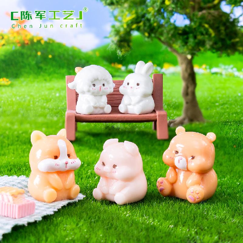 Phụ Kiện Tiểu Cảnh Gấu thỏ cừu mèo trên ghế tiểu cảnh DIY dễ thương (ZC-674)