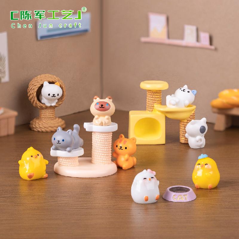 Phụ Kiện Tiểu Cảnh Tiểu cảnh mèo leo cây dễ thương, búp bê DIY, phụ kiện trang trí bàn mini đáng yêu (ZC-14)