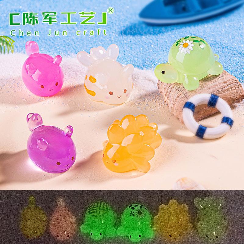 Phụ Kiện Tiểu Cảnh Tiểu cảnh rùa và hải thỏ phát sáng DIY, phụ kiện tiểu cảnh mini biển san hô cute (ZC-899)
