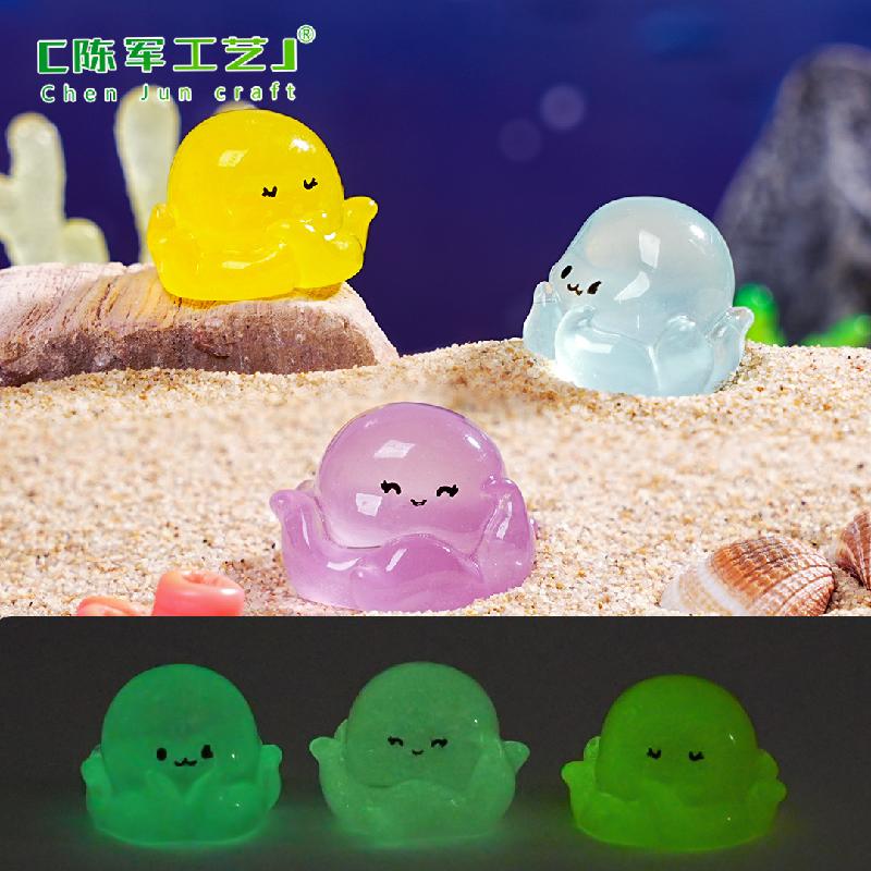 Phụ Kiện Tiểu Cảnh Tiểu cảnh bạch tuộc phát sáng DIY, phụ kiện tiểu cảnh mini resin fish tank garden treo bàn cute (ZC-1458)