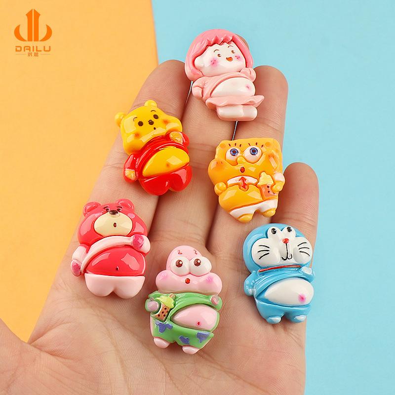 Charm LaBuBu 卡通海派小熊漏肚皮 diy奶油胶手机壳发饰水杯贴树脂饰品配件批发