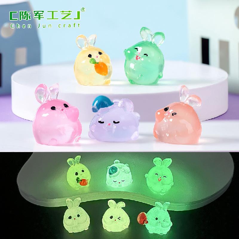 Phụ Kiện Tiểu Cảnh Tiểu cảnh thỏ mũm mĩm phát sáng, trang trí xe hơi mini (ZC-330)