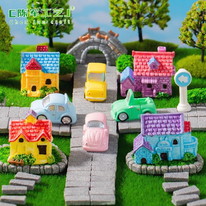 Phụ Kiện Tiểu Cảnh Tiểu cảnh biệt thự và xe hơi, trang trí xe hơi DIY mini (ZC-270)