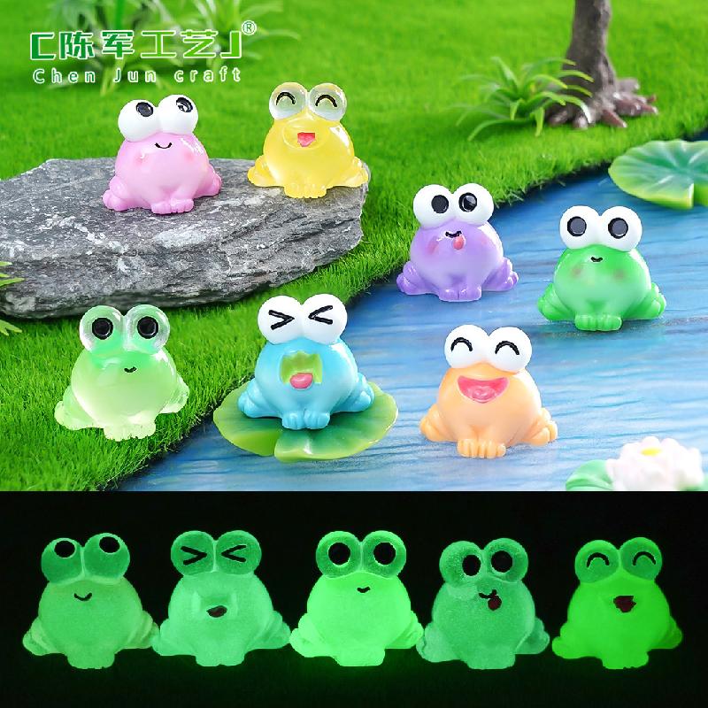 Phụ Kiện Tiểu Cảnh Tiểu cảnh ếch mắt to phát sáng, phụ kiện trang trí xe hơi mini (ZC-529)