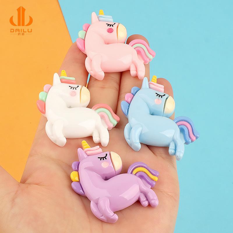 Charm LaBuBu 卡通动物亮面独角兽树脂配件diy发夹头绳奶油胶手机壳配饰批发