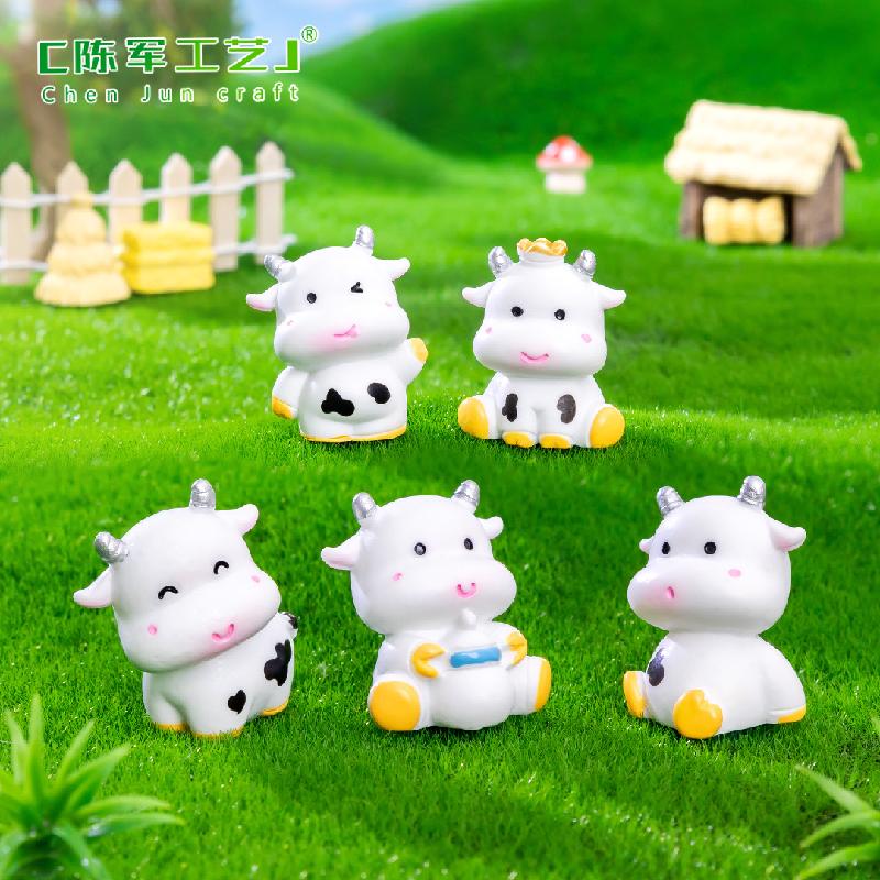 Phụ Kiện Tiểu Cảnh Tiểu cảnh bò sữa dễ thương mini trang trí chậu cây DIY (ZC-1225)