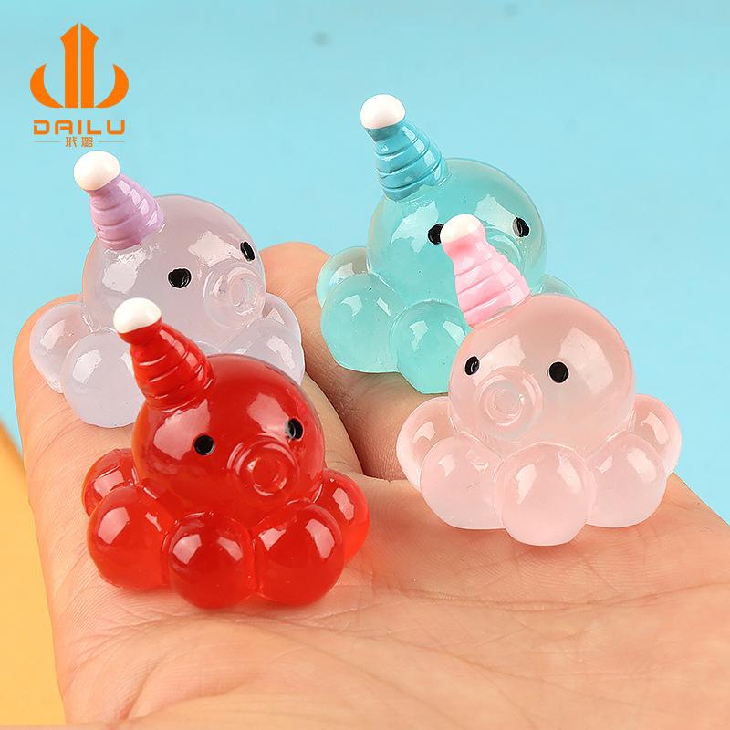 Charm LaBuBu 夜光章鱼 微景观卡通海洋发夹发卡DIY装饰创意夜光配件摆件工厂