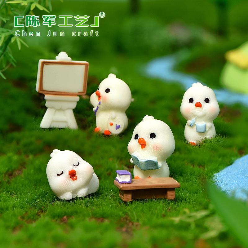 Phụ Kiện Tiểu Cảnh Tiểu cảnh vịt nhỏ học tập mini trang trí chậu cây rêu (ZC-1048)