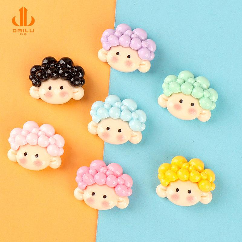 Charm LaBuBu 新款亮面女孩头 diy奶油胶自制手机壳发夹饰品树脂配件批发