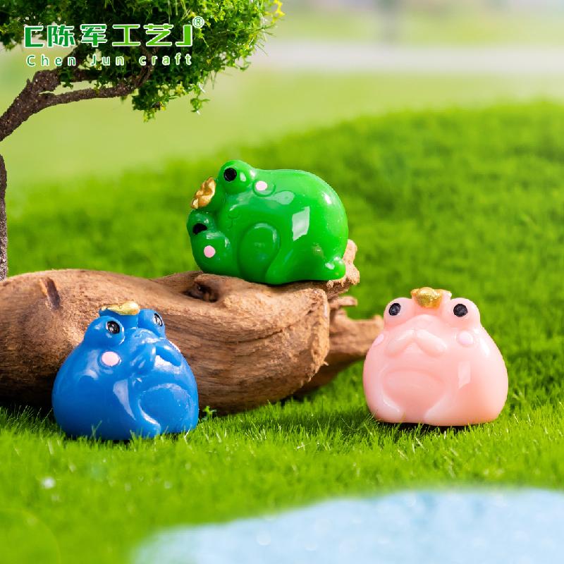 Phụ Kiện Tiểu Cảnh Tiểu cảnh ếch đội vương miện trang trí xe và bàn DIY (ZC-1024)