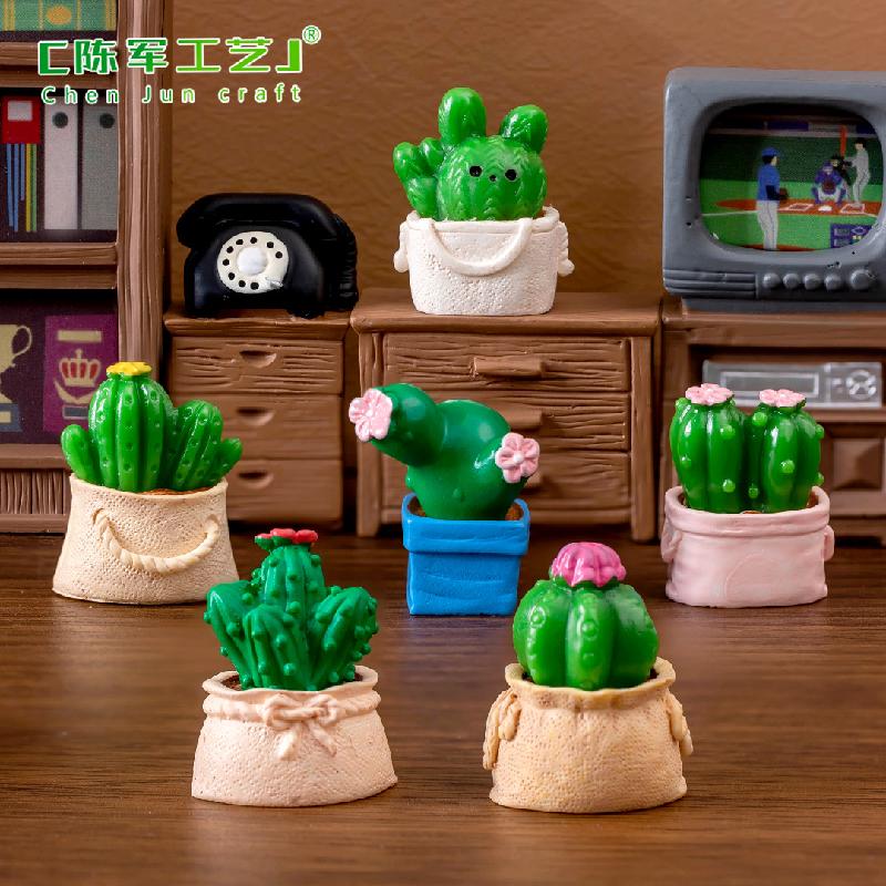 Phụ Kiện Tiểu Cảnh Xương rồng vải giả trang trí bàn DIY phong cách rêu (ZC-638)