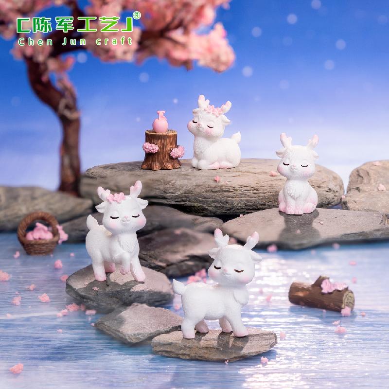 Phụ Kiện Tiểu Cảnh Tiểu cảnh hươu hồng dễ thương, trang trí xe hơi mini (ZC-42)