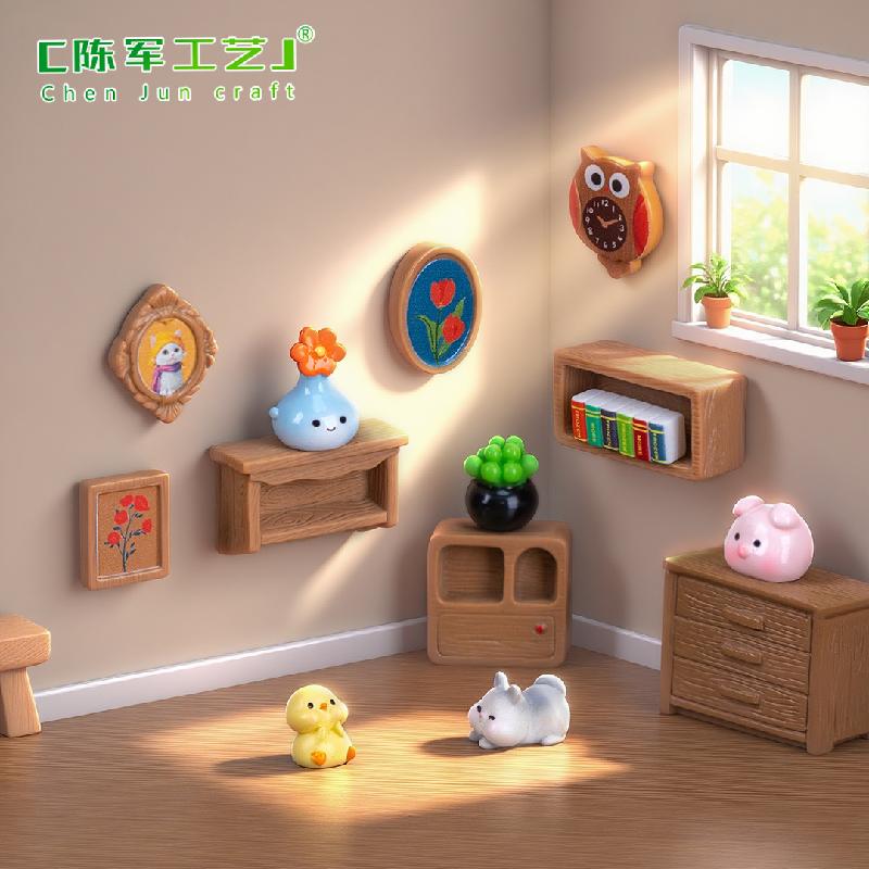 Phụ Kiện Tiểu Cảnh Tiểu cảnh tranh tường, chậu sen đá, nhà búp bê DIY, phụ kiện bàn resin tiểu cảnh mini (ZC-348)