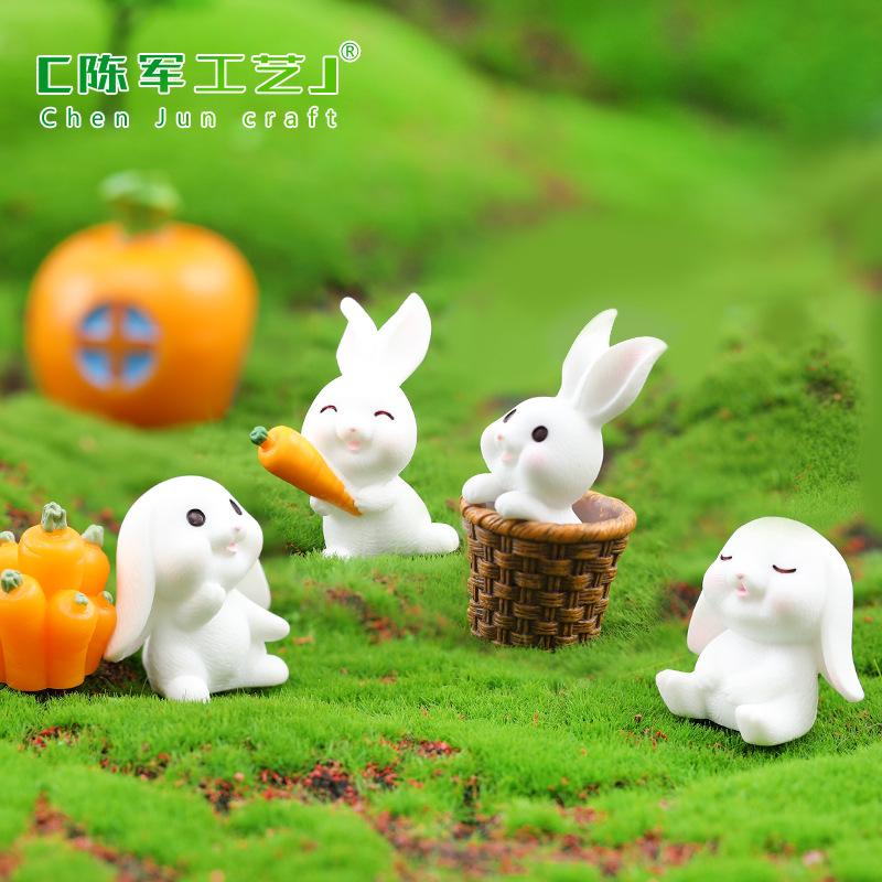 Phụ Kiện Tiểu Cảnh Tiểu cảnh nhà bí ngô và thỏ mini trang trí xe và bàn DIY (ZC-1240)