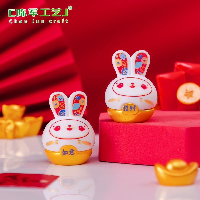 Phụ Kiện Tiểu Cảnh Tiểu cảnh thỏ chiêu tài mini trang trí xe và bàn DIY (ZC-1147)