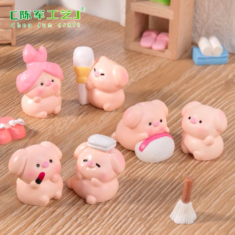 Phụ Kiện Tiểu Cảnh Tiểu cảnh heo trang điểm DIY, phụ kiện tiểu cảnh mini resin garden treo bàn xe đáng yêu cute (ZC-1477)